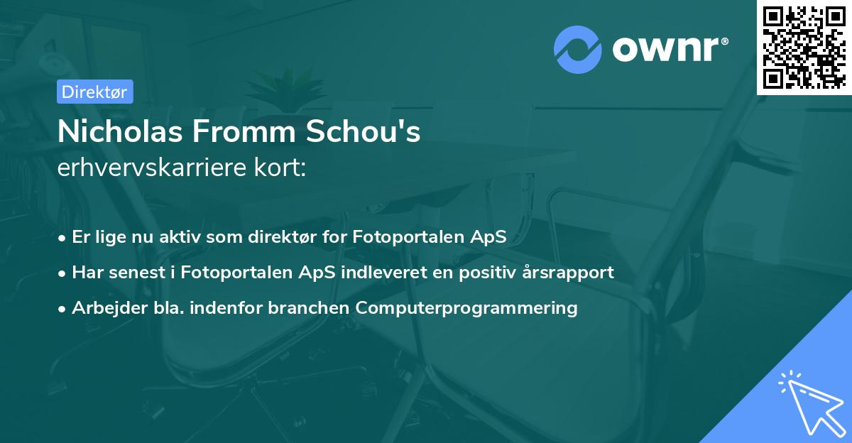 Nicholas Fromm Schou's erhvervskarriere kort