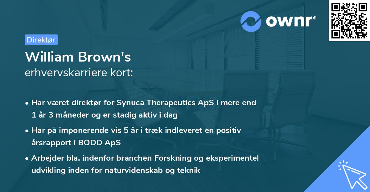 William Brown's erhvervskarriere kort
