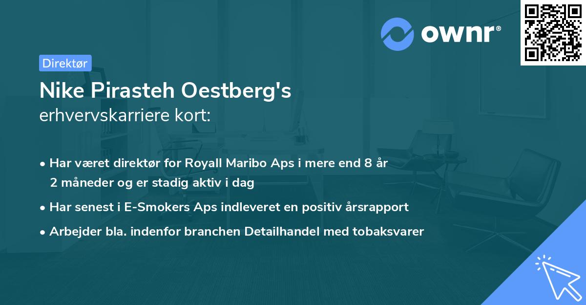 Nike Pirasteh Oestberg's erhvervskarriere kort