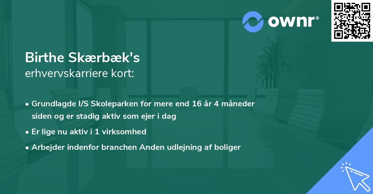 Birthe Skærbæk's erhvervskarriere kort