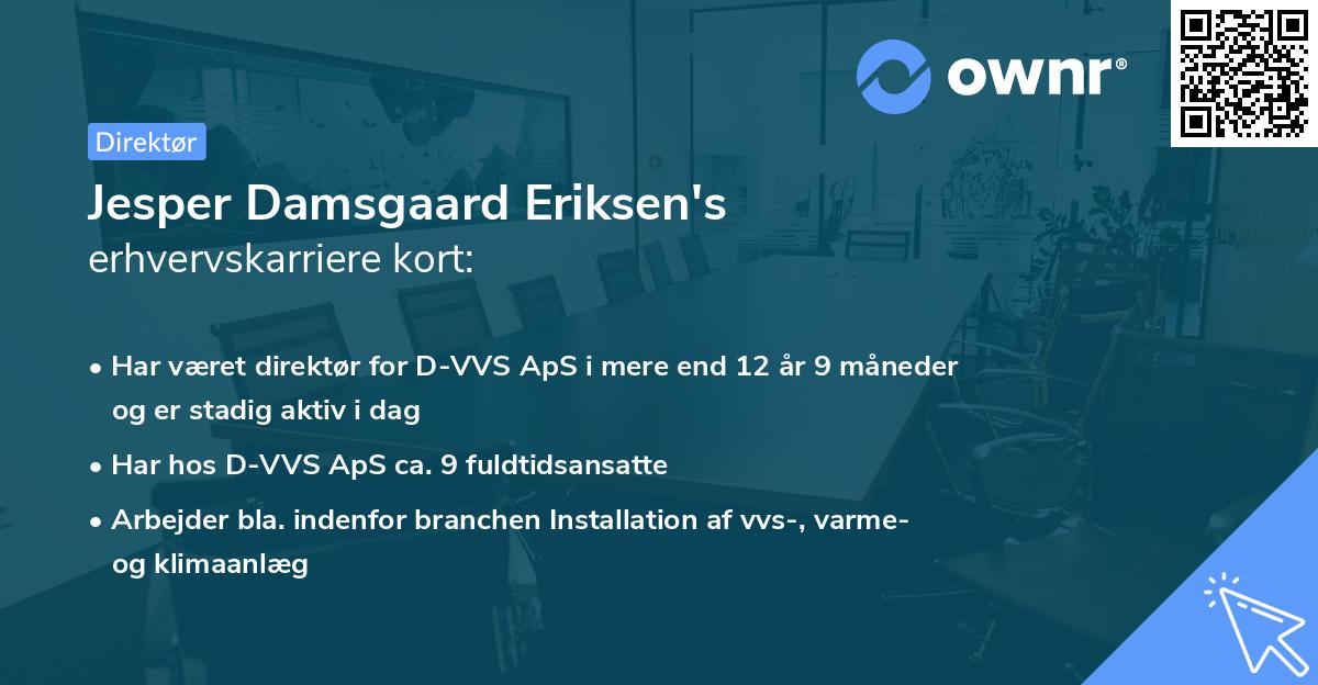 Jesper Damsgaard Eriksen's erhvervskarriere kort