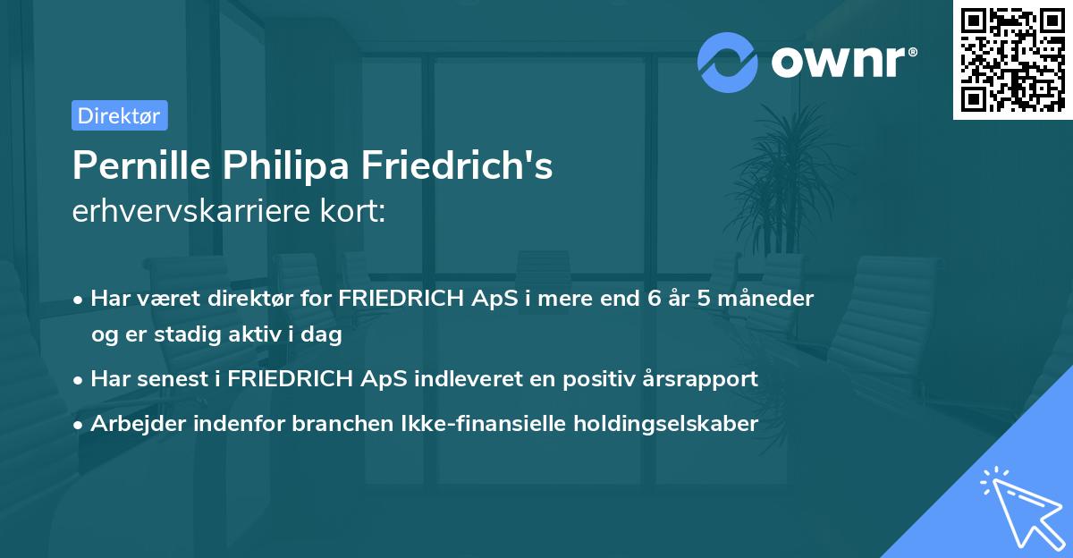 Pernille Philipa Friedrich's erhvervskarriere kort