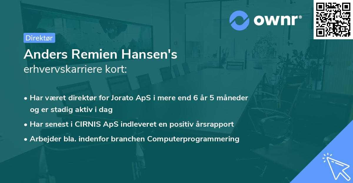 Anders Remien Hansen's erhvervskarriere kort