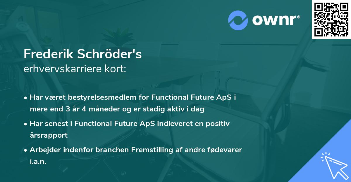 Frederik Schröder's erhvervskarriere kort
