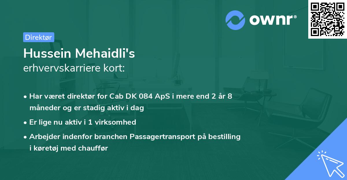 Hussein Mehaidli's erhvervskarriere kort