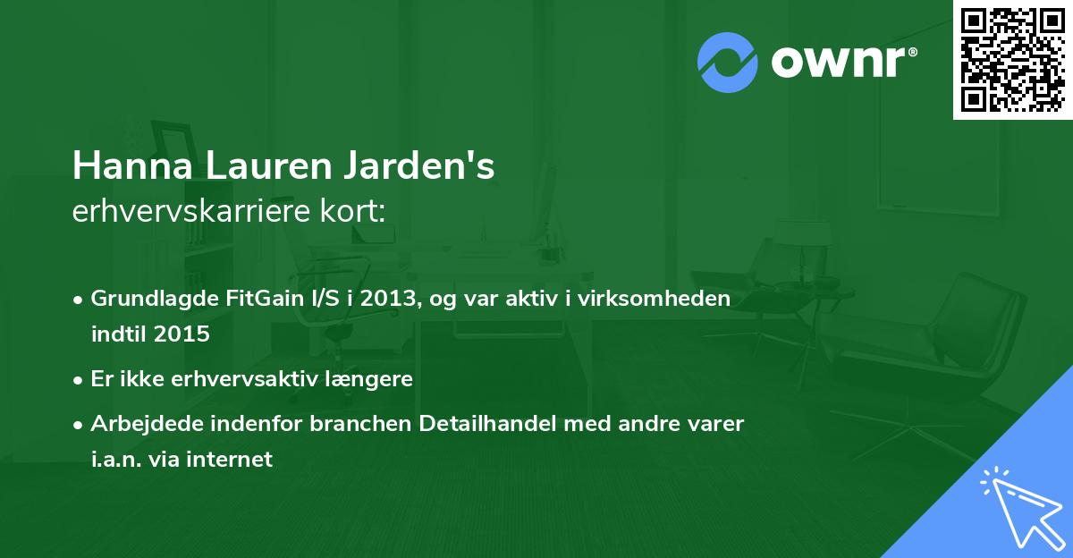 Hanna Lauren Jarden's erhvervskarriere kort