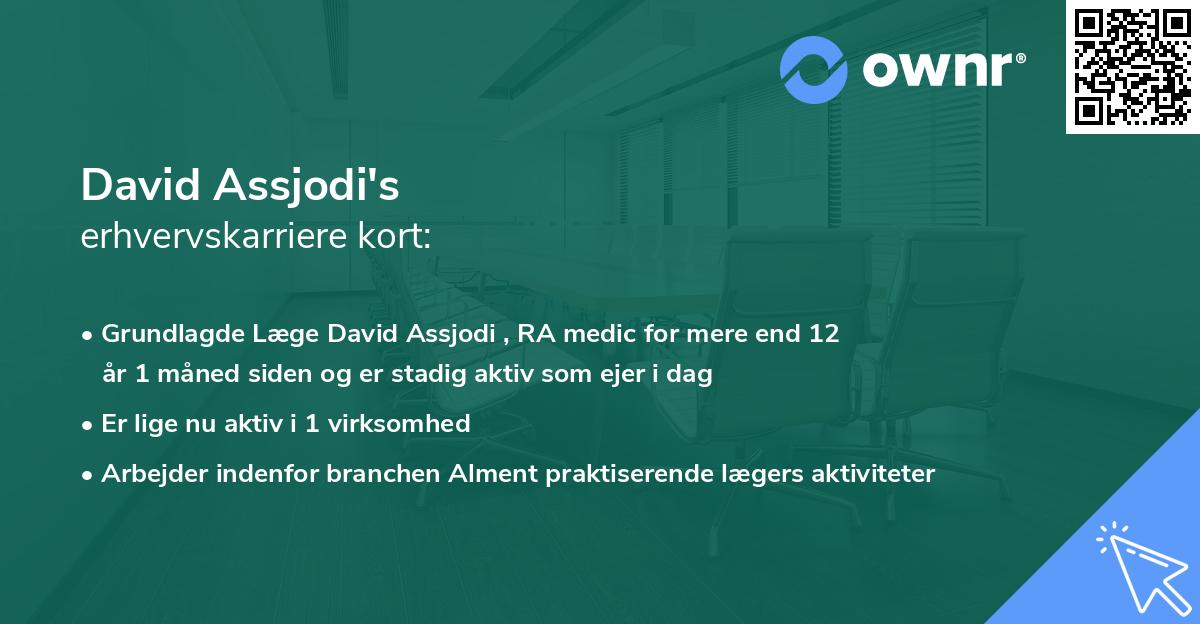 David Assjodi's erhvervskarriere kort