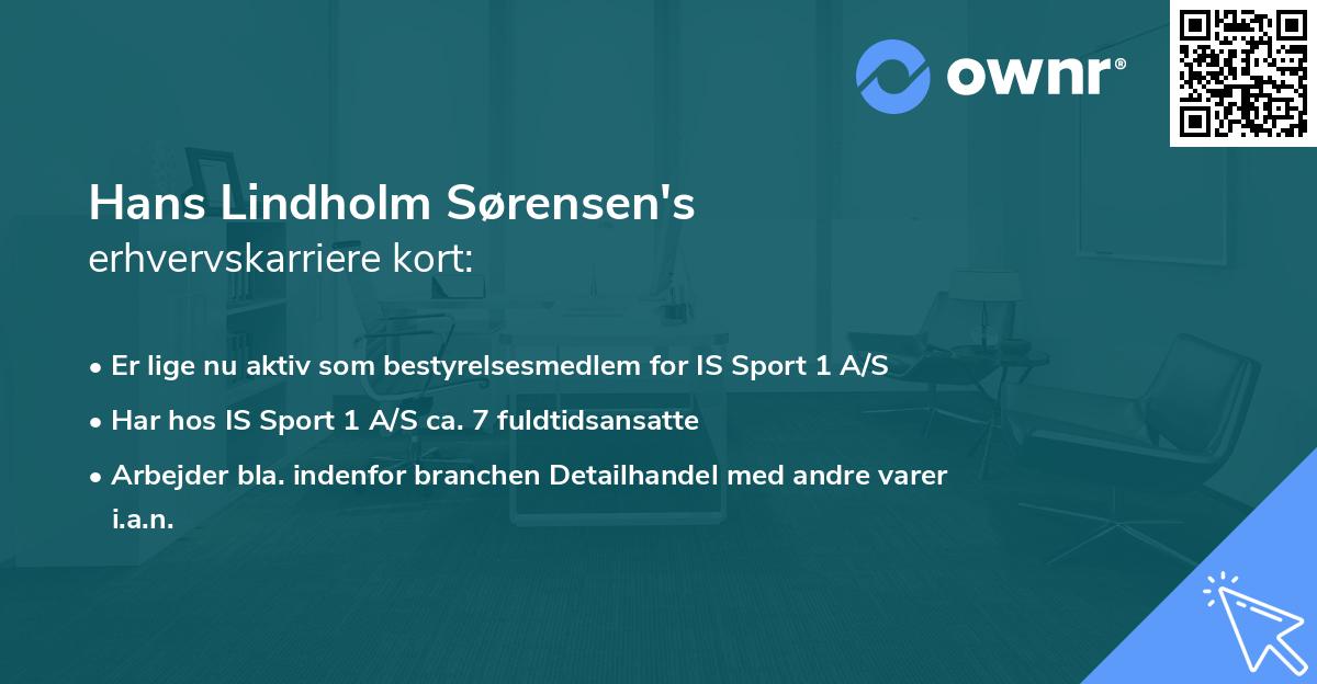 Hans Lindholm Sørensen's erhvervskarriere kort