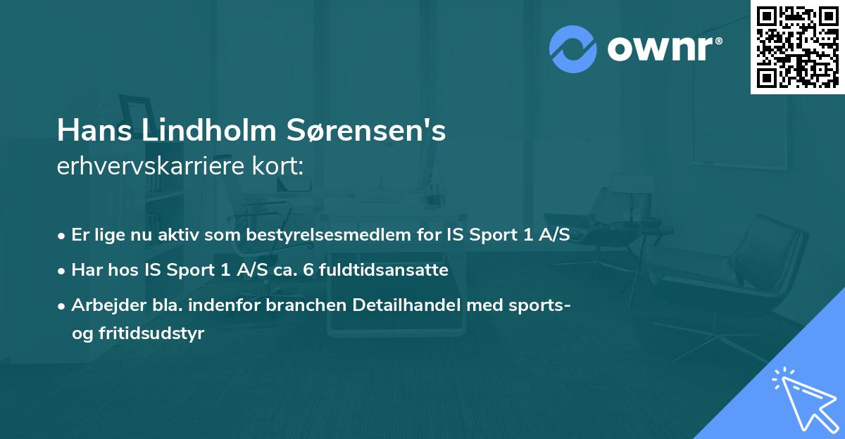 Hans Lindholm Sørensen's erhvervskarriere kort