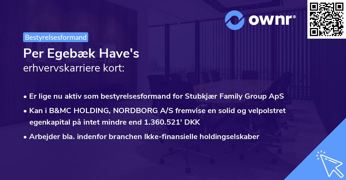 Per Egebæk Have's erhvervskarriere kort
