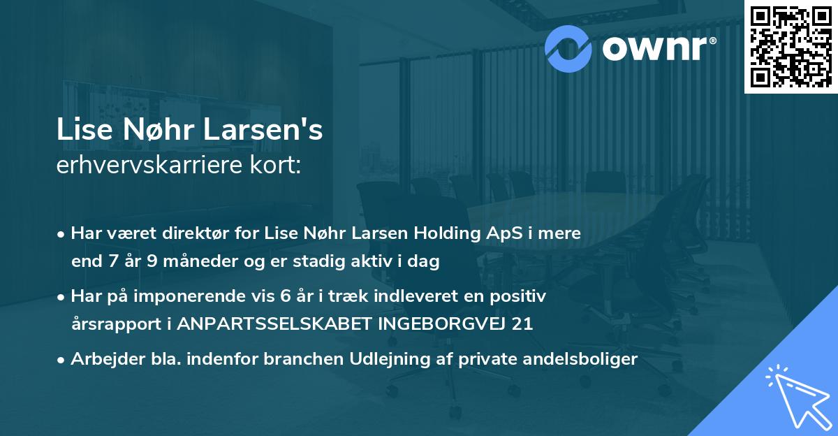 Lise Nøhr Larsen's erhvervskarriere kort