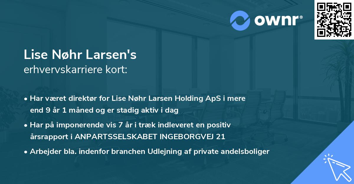 Lise Nøhr Larsen's erhvervskarriere kort