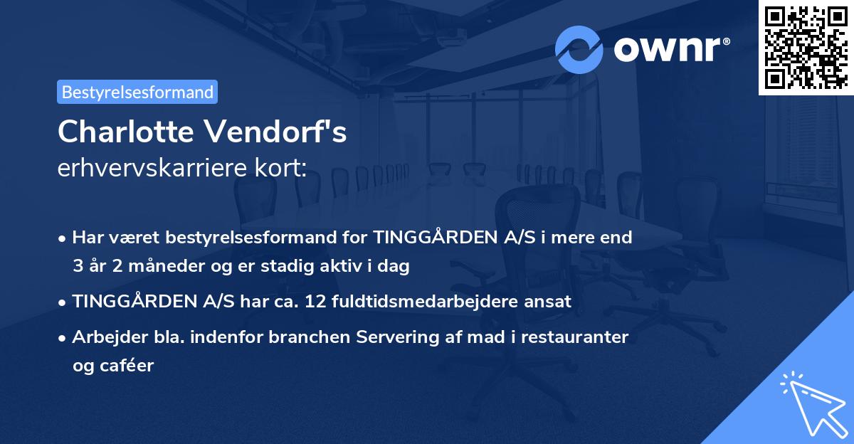 Charlotte Vendorf's erhvervskarriere kort