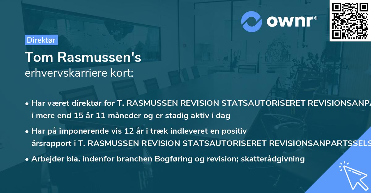 Tom Rasmussen's erhvervskarriere kort