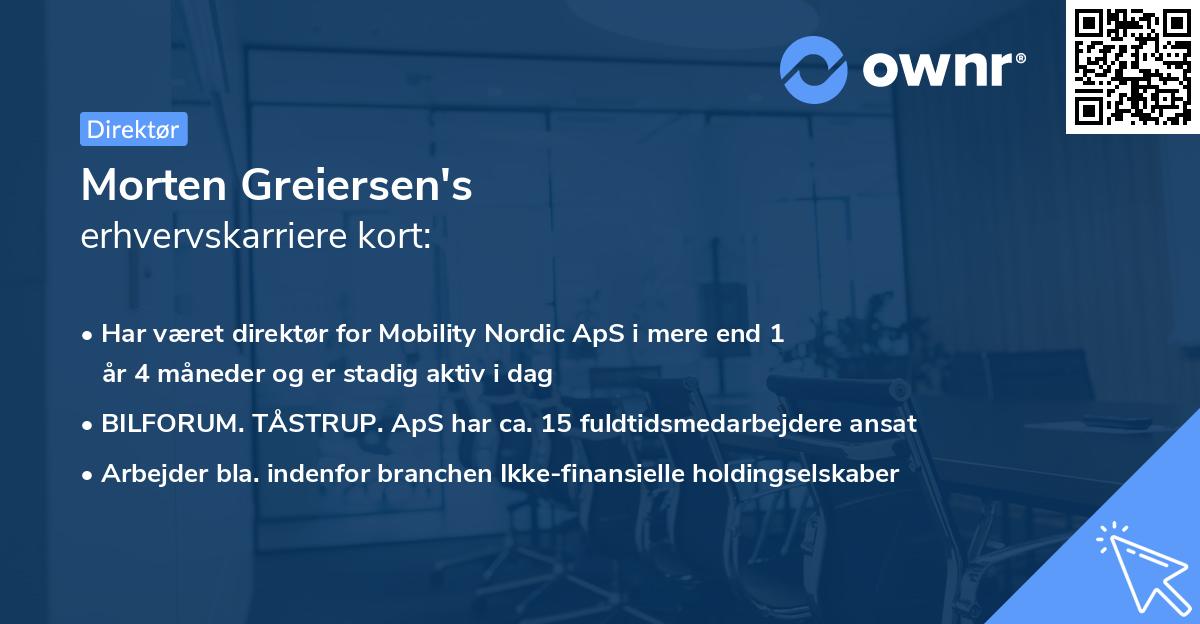 Morten Greiersen's erhvervskarriere kort