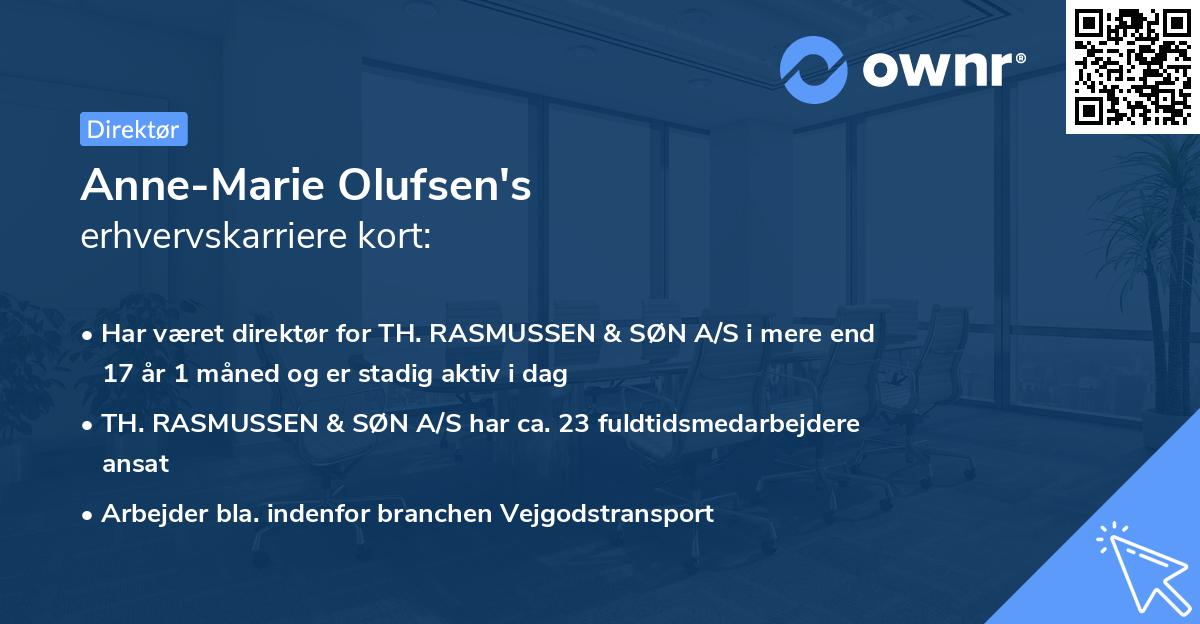 Anne-Marie Olufsen's erhvervskarriere kort