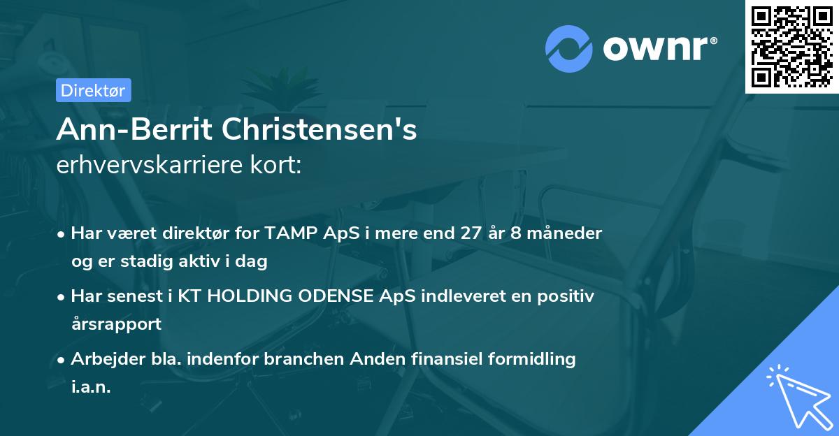 Ann-Berrit Christensen's erhvervskarriere kort