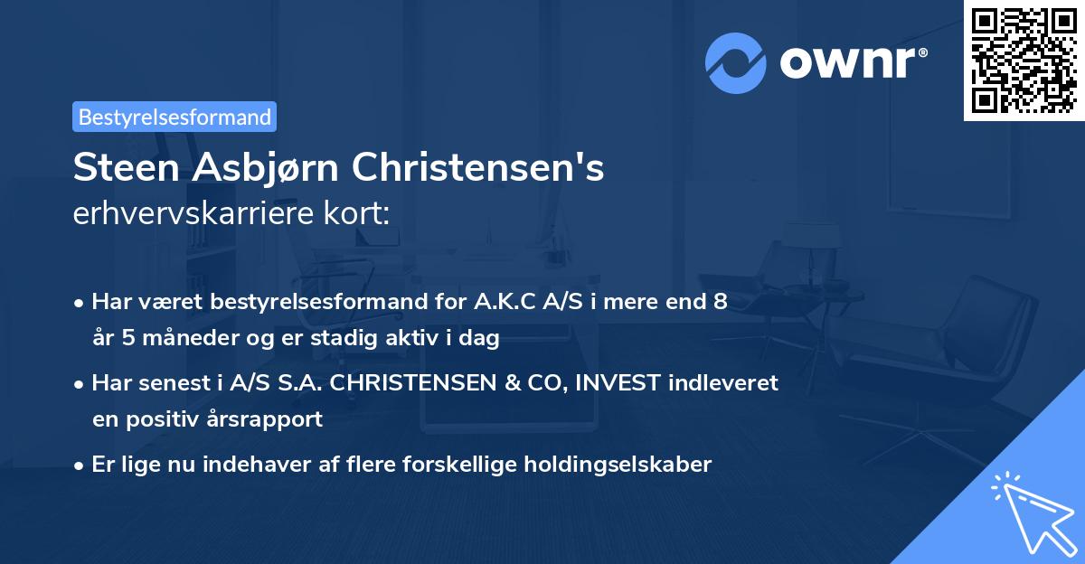 Steen Asbjørn Christensen's erhvervskarriere kort