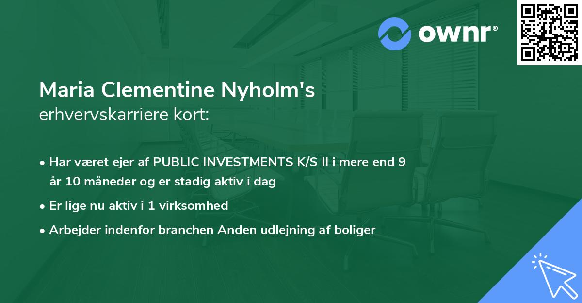 Maria Clementine Nyholm's erhvervskarriere kort