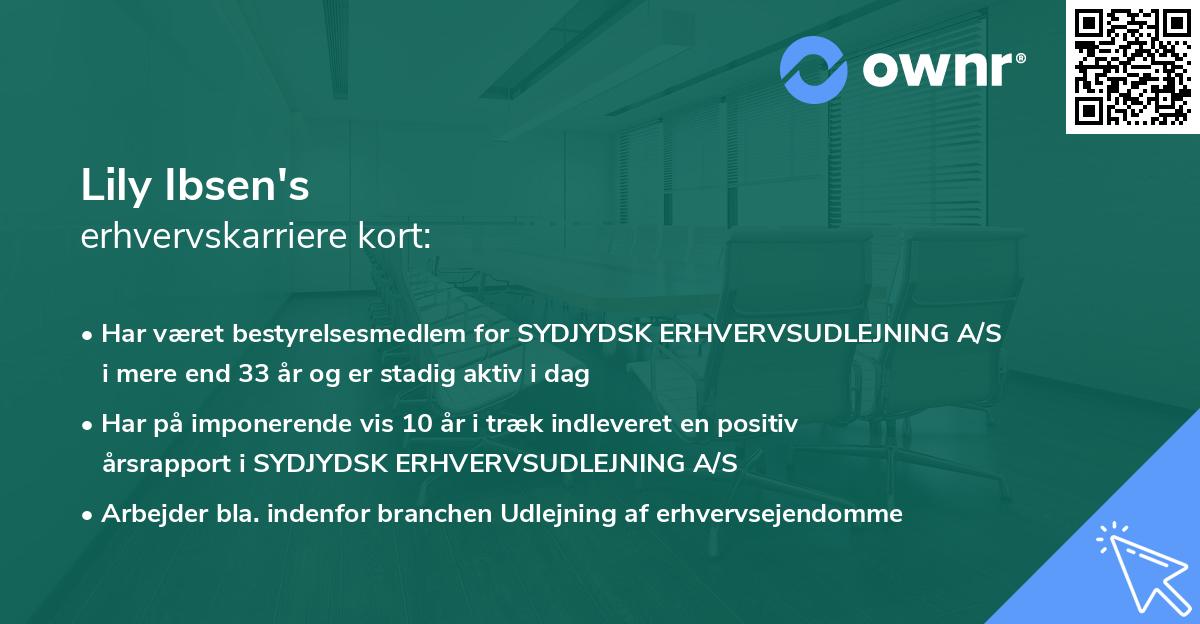 Lily Ibsen's erhvervskarriere kort