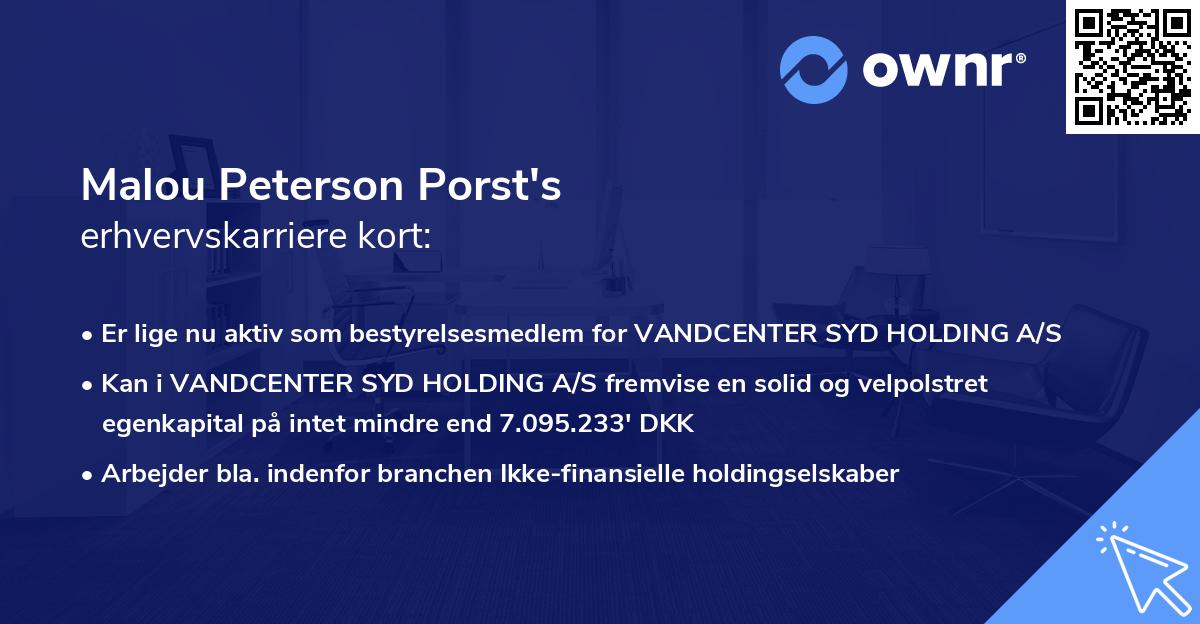 Malou Peterson Porst's erhvervskarriere kort