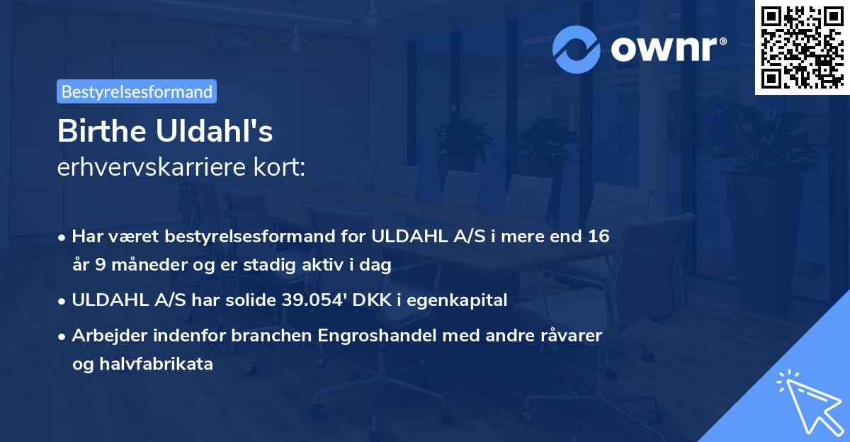 Birthe Uldahl's erhvervskarriere kort