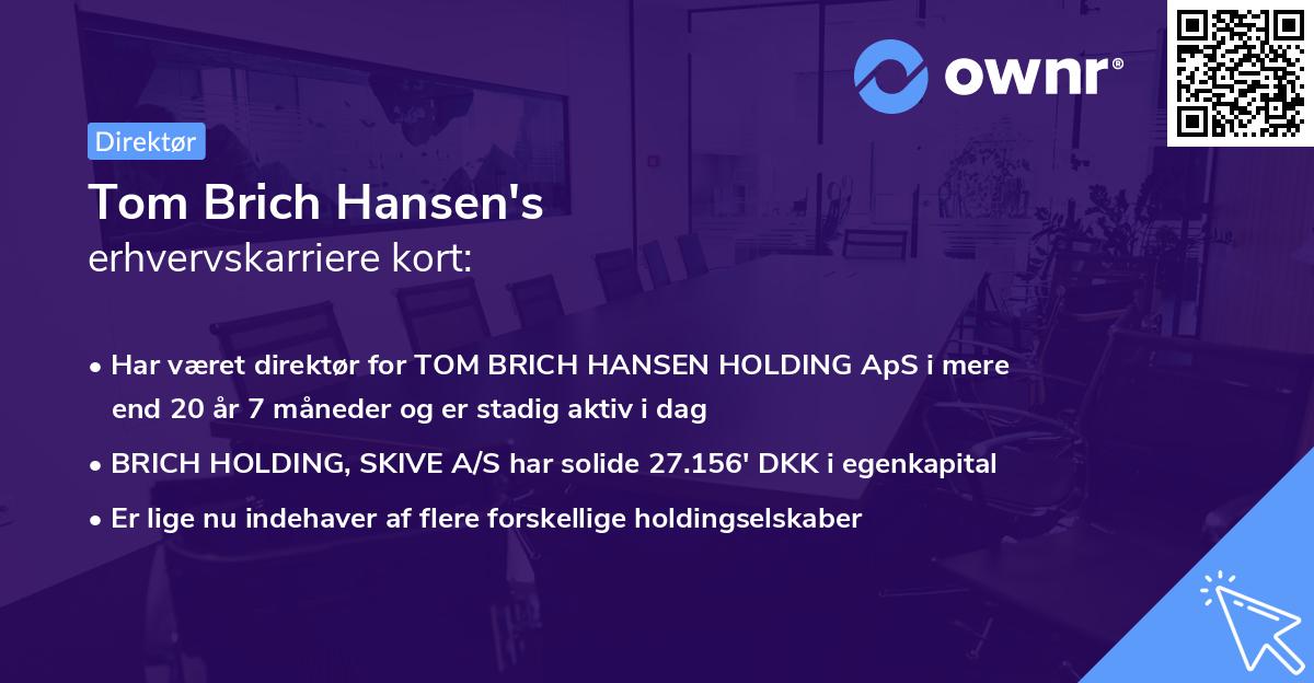 Tom Brich Hansen's erhvervskarriere kort