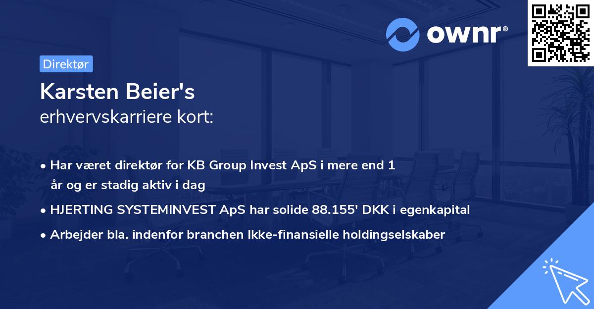 Karsten Beier's erhvervskarriere kort