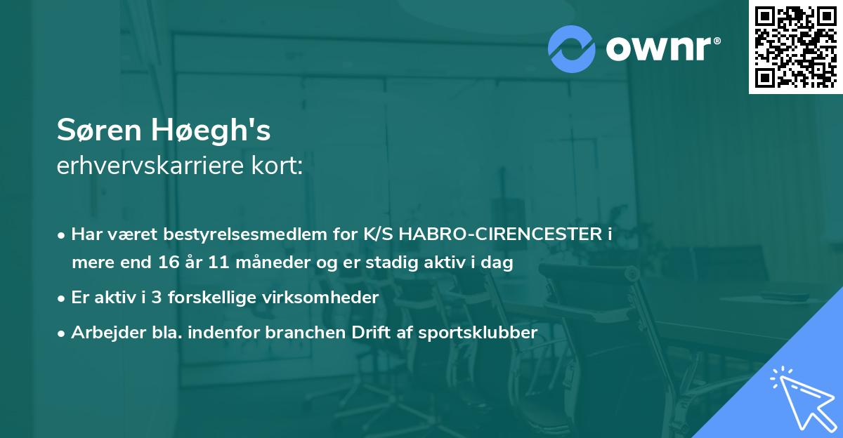 Søren Høegh's erhvervskarriere kort