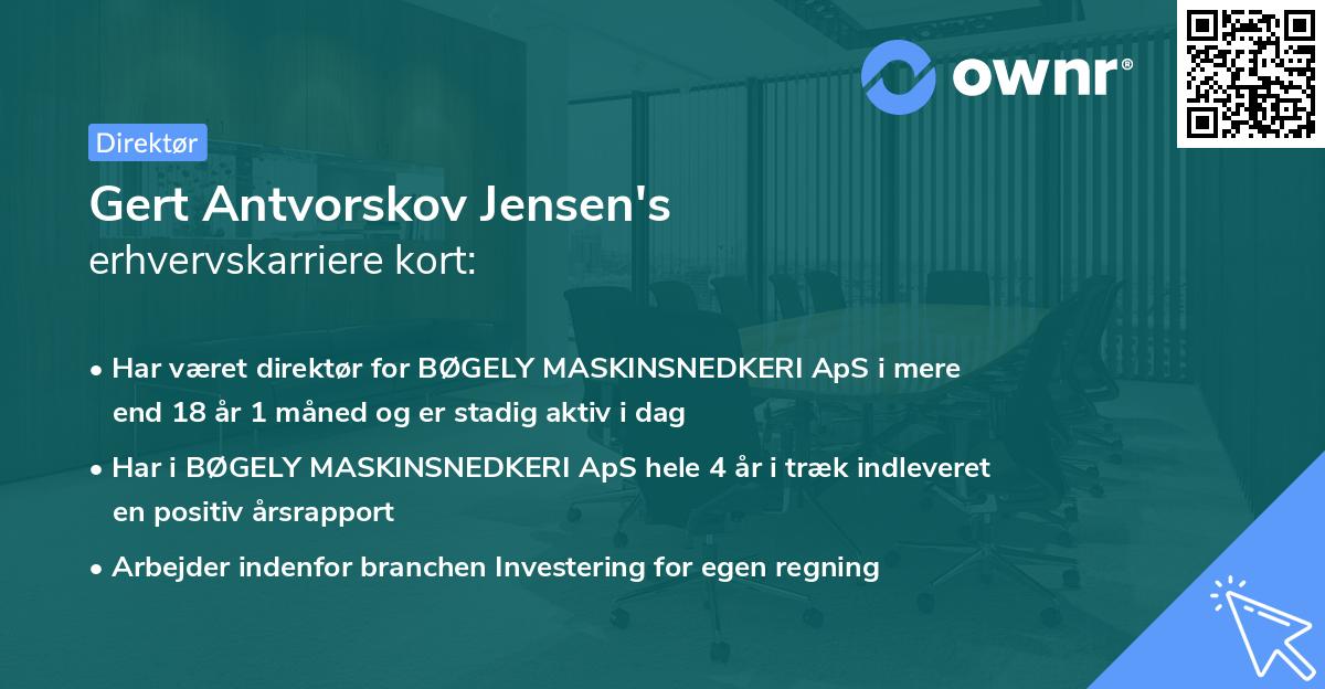 Gert Antvorskov Jensen's erhvervskarriere kort