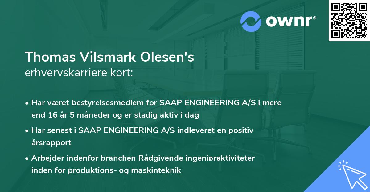 Thomas Vilsmark Olesen's erhvervskarriere kort