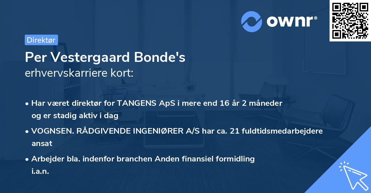 Per Vestergaard Bonde's erhvervskarriere kort