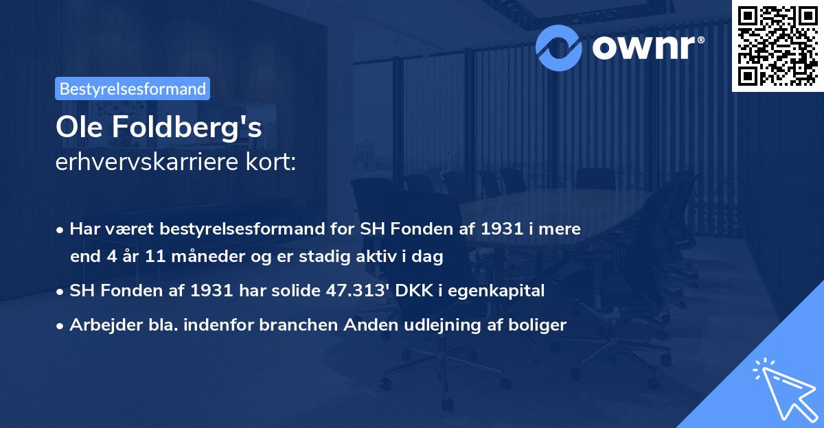 Ole Foldberg's erhvervskarriere kort