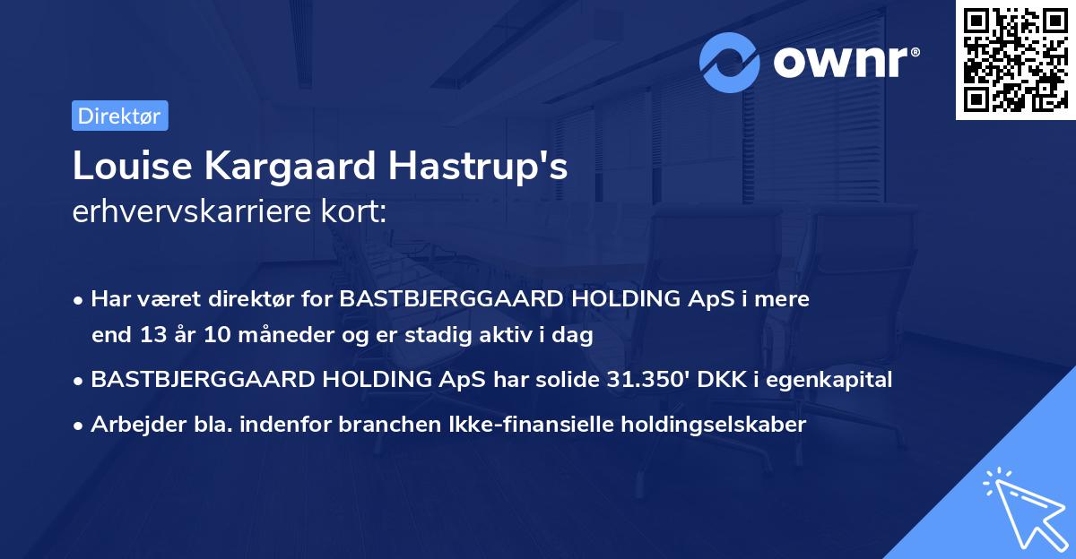 Louise Kargaard Hastrup's erhvervskarriere kort