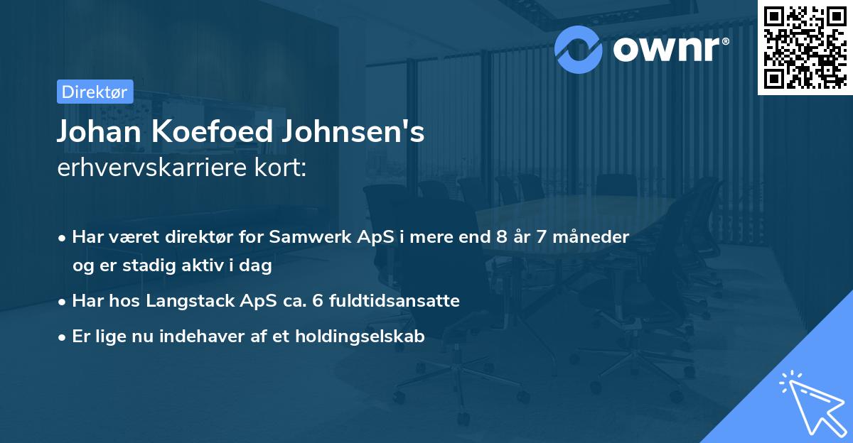 Johan Koefoed Johnsen's erhvervskarriere kort