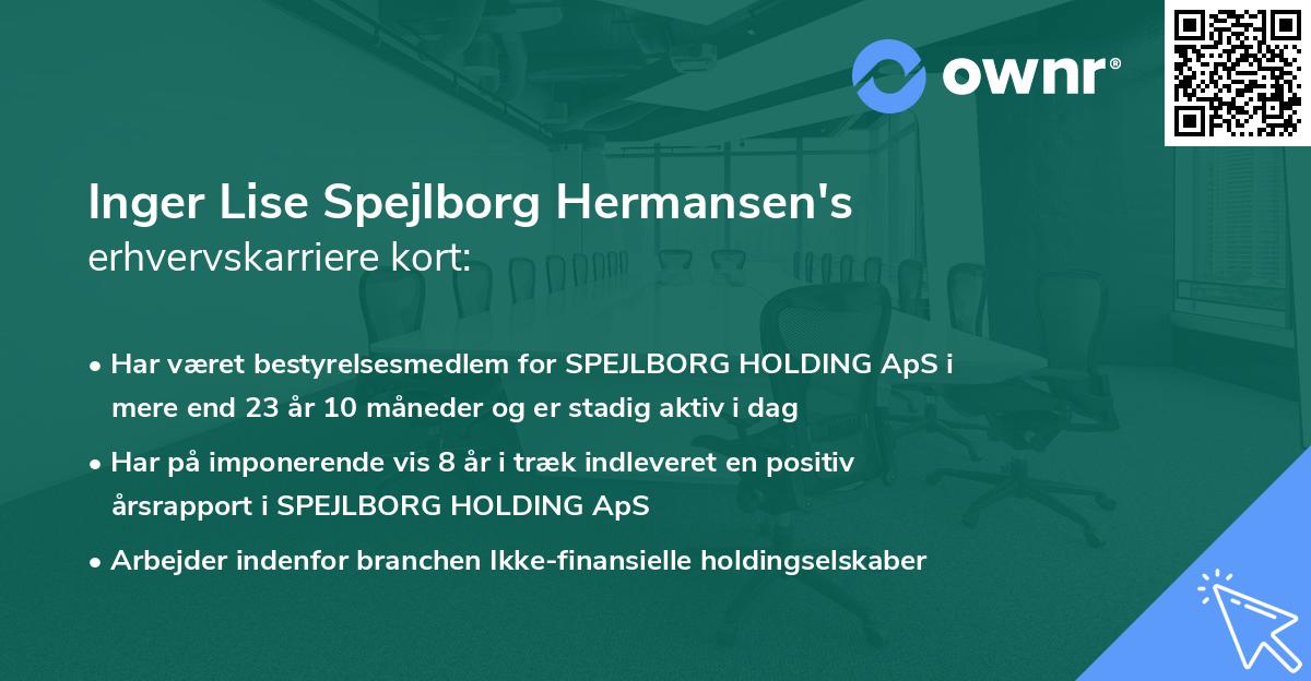 Inger Lise Spejlborg Hermansen's erhvervskarriere kort