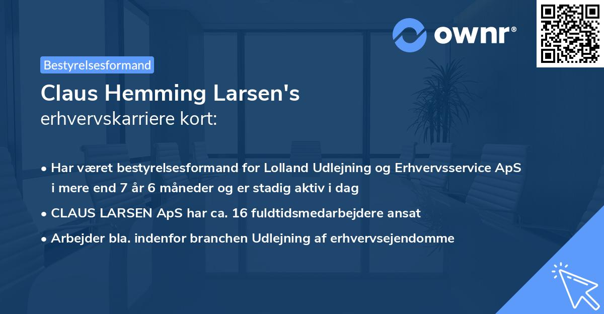 Claus Hemming Larsen's erhvervskarriere kort