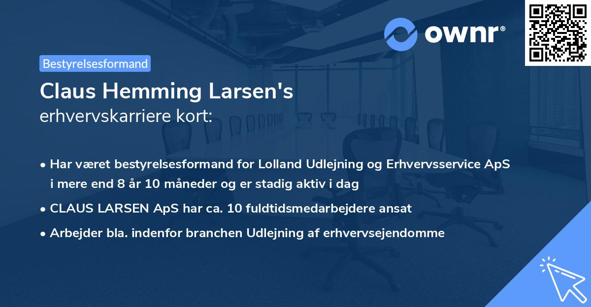 Claus Hemming Larsen's erhvervskarriere kort