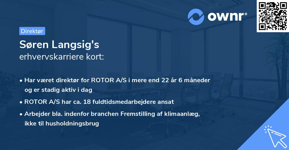 Søren Langsig's erhvervskarriere kort