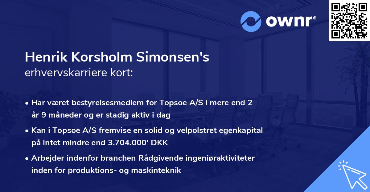 Henrik Korsholm Simonsen's erhvervskarriere kort