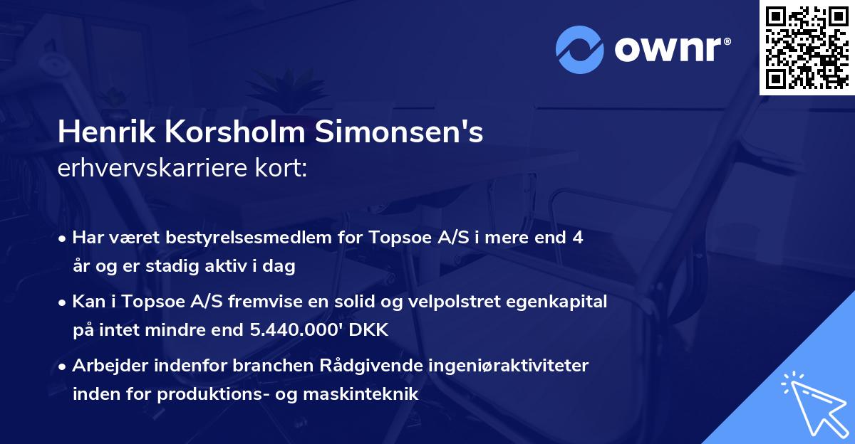 Henrik Korsholm Simonsen's erhvervskarriere kort