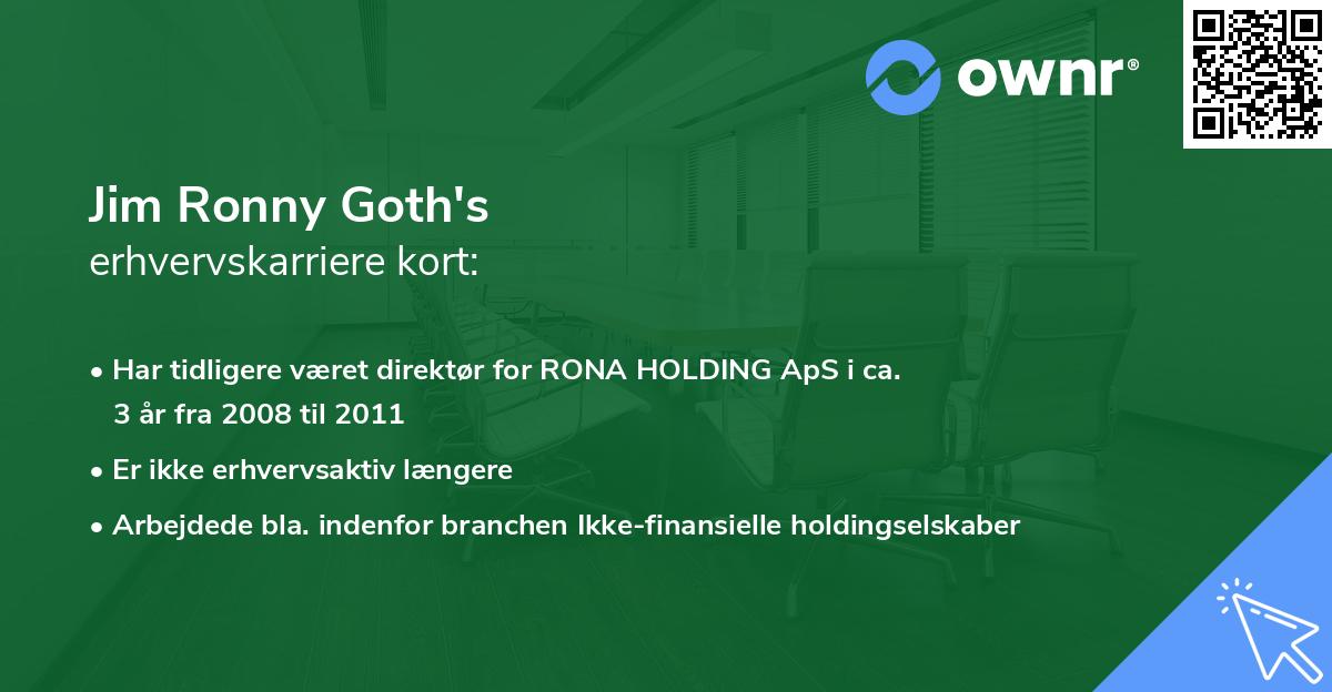 Jim Ronny Goth's erhvervskarriere kort