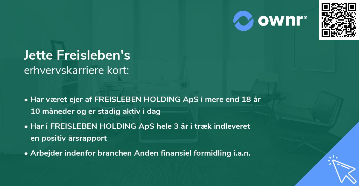 Jette Freisleben's erhvervskarriere kort