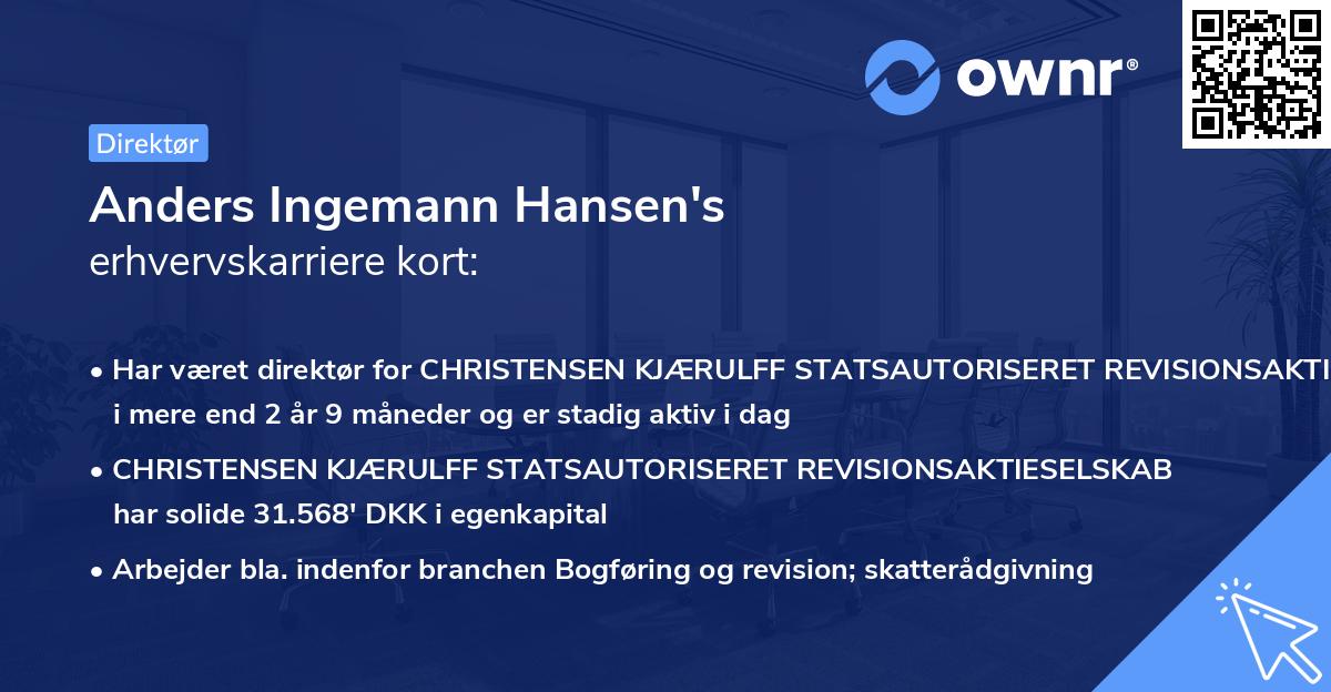 Anders Ingemann Hansen's erhvervskarriere kort