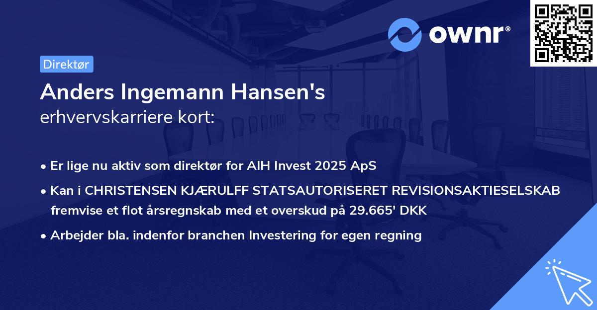 Anders Ingemann Hansen's erhvervskarriere kort