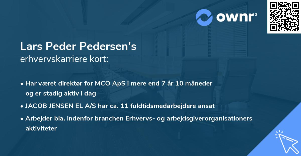 Lars Peder Pedersen's erhvervskarriere kort