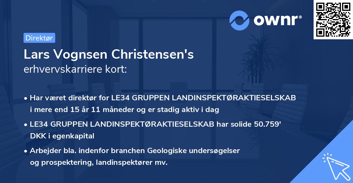 Lars Vognsen Christensen's erhvervskarriere kort