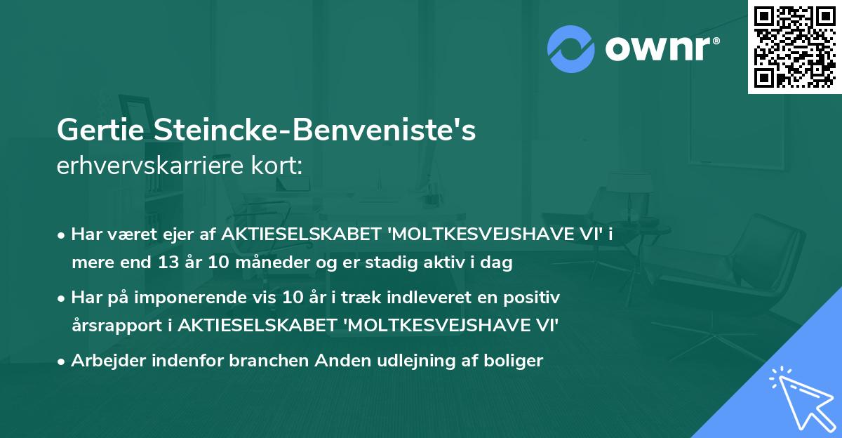 Gertie Steincke-Benveniste's erhvervskarriere kort