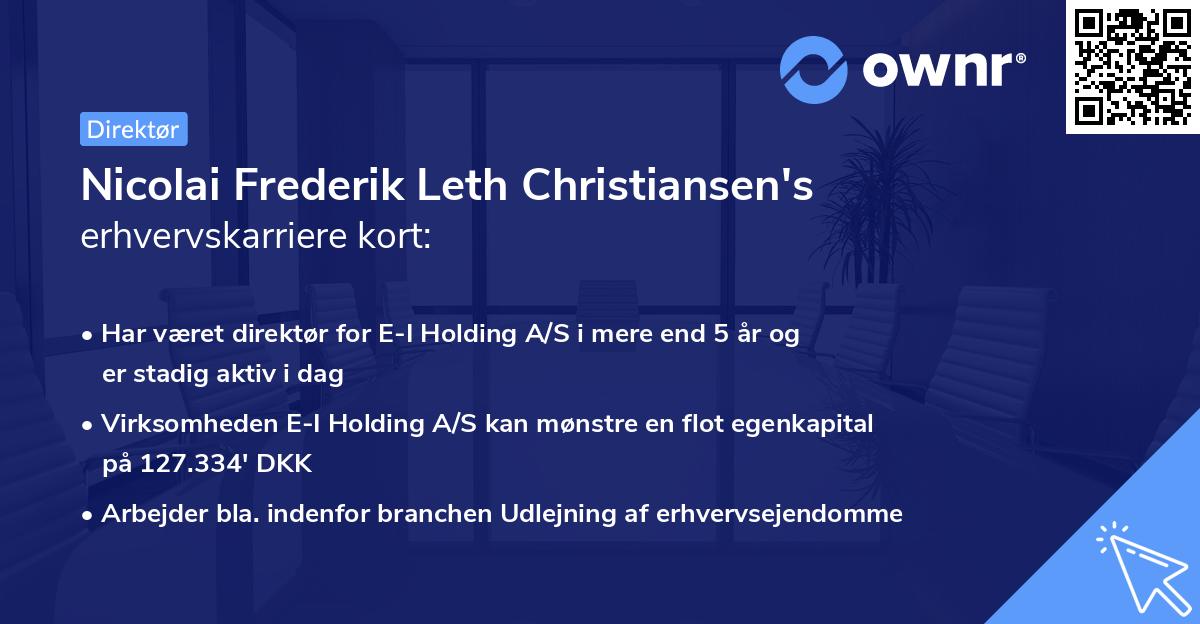 Nicolai Frederik Leth Christiansen's erhvervskarriere kort