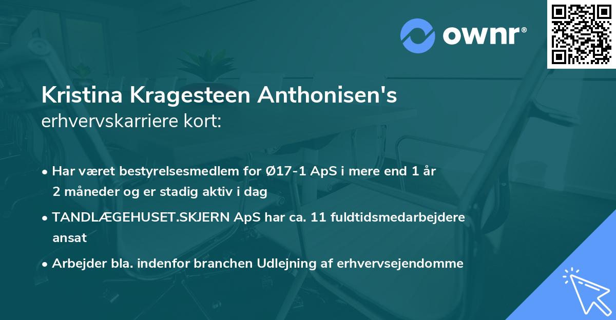 Kristina Kragesteen Anthonisen's erhvervskarriere kort